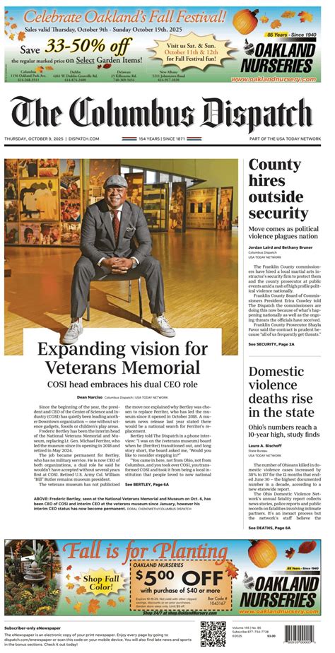 The Columbus Dispatch - Today's Front Page, 09/10/2025