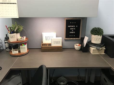 Rae Dunn Cubicle | Work desk decor, Cubicle decor office, Work office decor