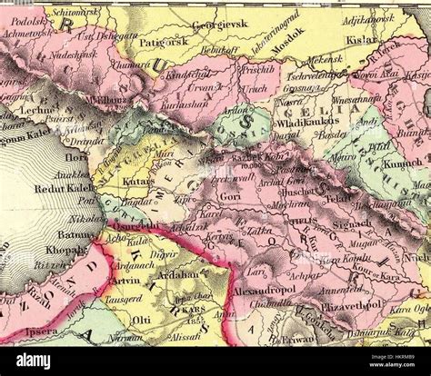 This map by G.W. Colton from 1856 illustrates Turkey in Asia and the Caucasian provinces of ...