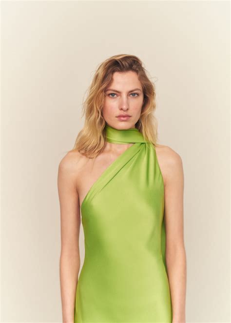 Asymmetrical bow-neck dress - Women | MANGO USA
