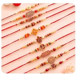 ascension Mens Set Of 10 Kundan Meena Rakhi Raksha Bandhan Gift Band ...