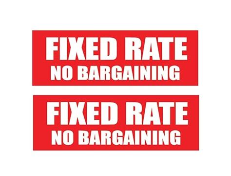 SIGN EVER™ Pack of 2 Fixed Rate No Bargaining Sign Sticker Red White ...