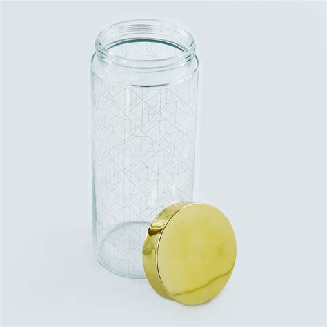 Buy Travis Set of 4 Glass Printed Canisters with Lid from Home Centre ...