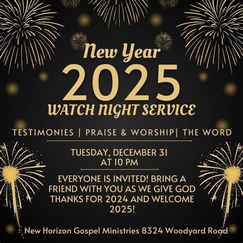 New Year 2025 Watch Night Service, 8324 Woodyard Rd, Clinton, MD ...