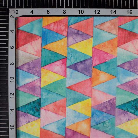 Multicolor Geometric Pattern Digital Print Chiffon Fabric – Fabcurate