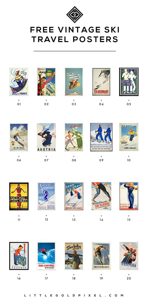 Free Vintage Ski Posters • Travel Poster Roundup • Little Gold Pixel