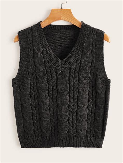Black Cable Knit Sweater Vest