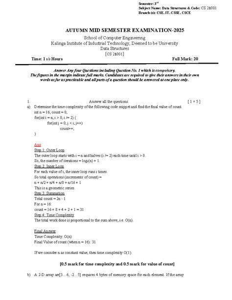 CS-21001 Data Structures Mid Semester Exam Notes - Studocu
