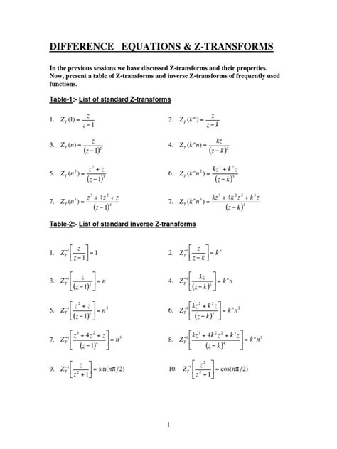 Image result for Difference Equations Z Transform Formula