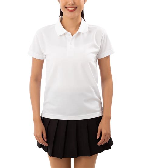 Young woman in white polo shirt mockup cutout, Png file 12487286 PNG