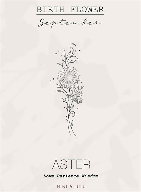 Aster Birth Flower Tattoo Design: September Floral Art (Digital ...