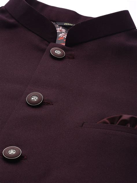 Solid Nehru Jacket with pocket square