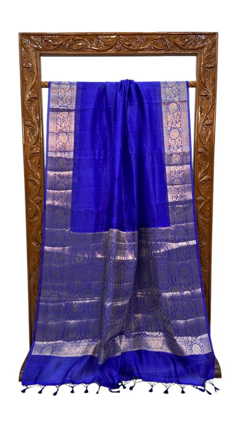 Royal Blue Pure Silk Banarasi Saree | The Handlooms