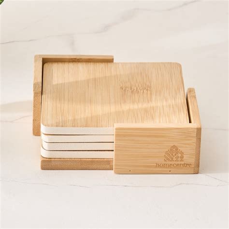Buy Spinel Perennial Set of 4 Bamboo Coasters with Holder from Home ...