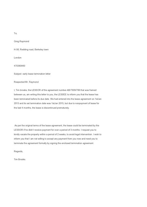 30 Best Early Lease Termination Letters - TemplateArchive