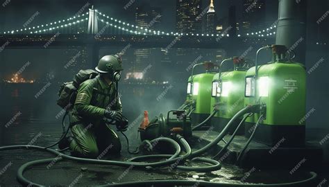 1980 dark fantasy ghostbusters with green skin machines city dark night ...