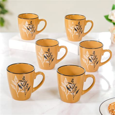 Filter Coffee Mug Set of 6 Mustard Ochre 250ml Online - Premium Coffee ...