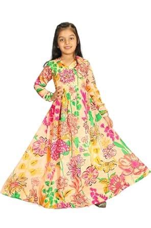 Buy Fashion Dream Girls Floral Printed Fit & Flare Maxi Dress|Ethnic ...