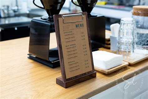 Buy Wooden Table Menu Stand with Clip - Wood Sign Holder Standing ...