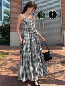 Tamina Women A-line Black, White Maxi/Full Length Dress - Buy Tamina ...