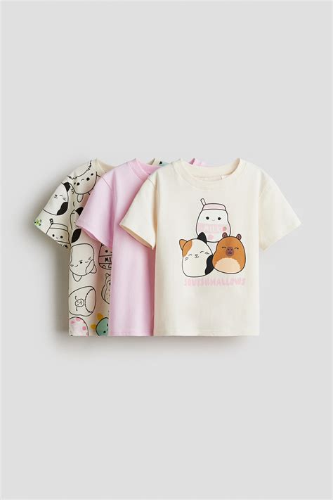 Cream/Squishmallows 3-pack printed jersey tops for kids | H&M IN