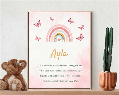 Ayla, Name Meaning, Poem, Nursery Wall Art, Nursery Decor, Gift, Kids ...
