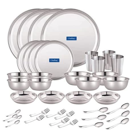 neelam solid Stainless Steel Premium Dinner Set, 40 pcs, Silver ...