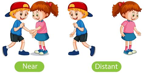 Opposite words with near and distant 1482334 Vector Art at Vecteezy