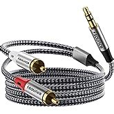 AGARO RCA Cable, 3.5 mm to 2 RCA Male Cable Audio Adapter, Stereo Audio ...