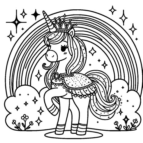Rainbow Unicorn Coloring Pages
