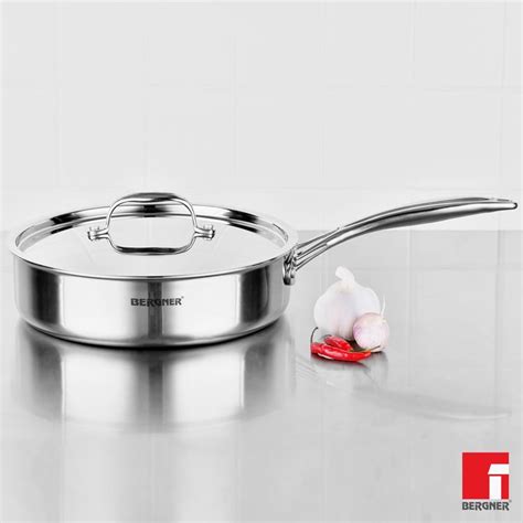 Buy BERGNER Argent Triply Stainless Steel Saute Pan with Lid - 22 cm ...