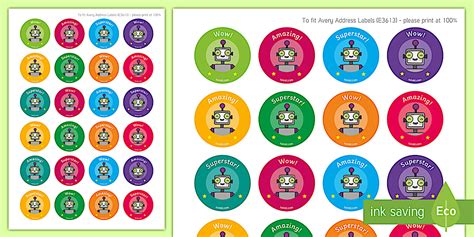 Ralph the Well-Behaved Robot Reward Stickers (teacher made)
