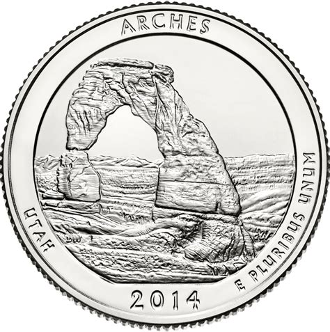 Quarter Dollar 2014 Arches National Park, Coin from United States ...