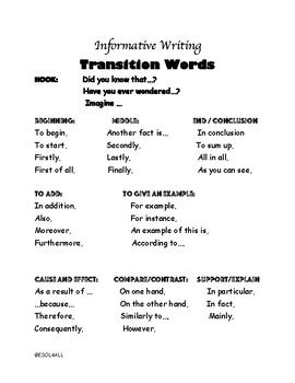 Informative Writing Transition Words 的图像结果