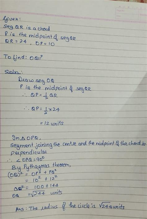 In the adjoining figure,seg qr is a chord of the circle with centre o ...