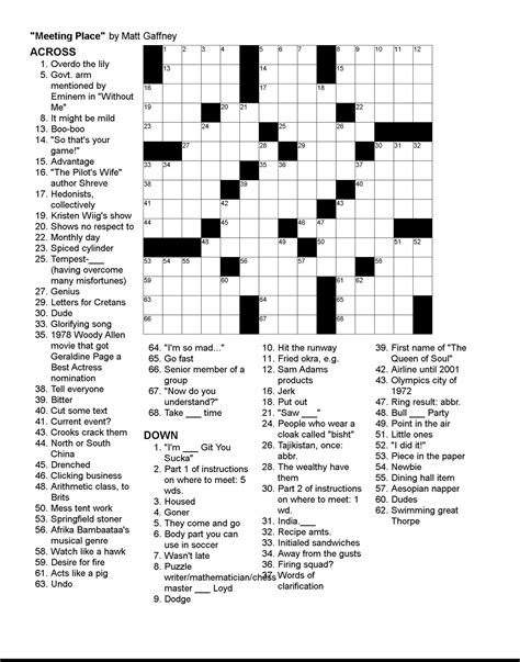 Free Printable LA Times Crossword Puzzle + Answers - Printables for ...