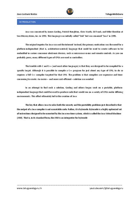 Java Teaching Notes BY TWG - Java was conceived by James Gosling ...