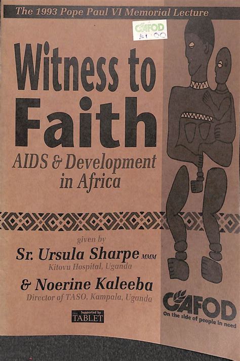 Buy Witness to Faith: AIDS and Development in Africa (Pope Paul VI ...