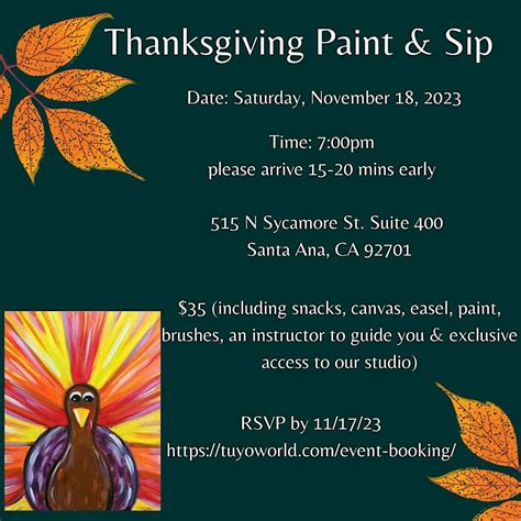 Thanksgiving Paint & Sip, 515 North Sycamore Street, Santa Ana, CA, USA ...