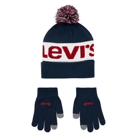 Levi's Hat & Glove Set - Red & Navy - Frank and Polly Kids Clothing