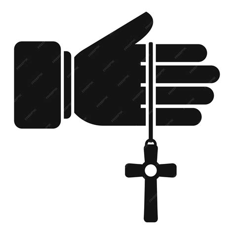 Priest hand holding christian cross silhouette icon | Premium Vector