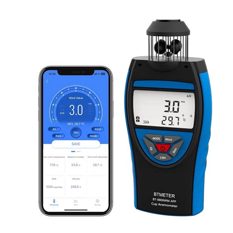 BTMETER Cup Anemometer Handheld Air Flow Meter, Wind Speed Data Logger w/Barometer Measure Wind ...