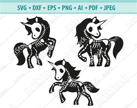 Unicorn Skull SVG, Silhouette Unicorn Skull Svg, Unicorn Cut File ...