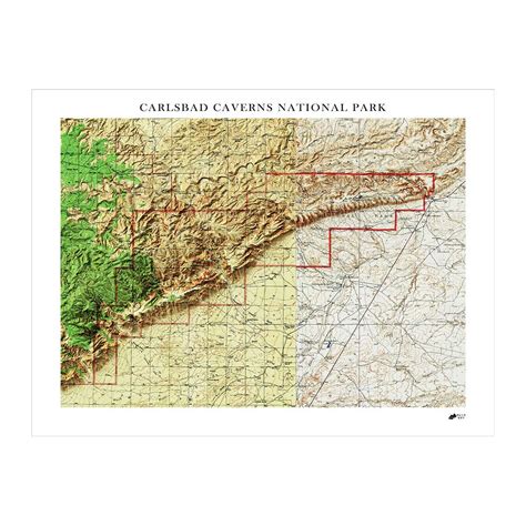 Carlsbad Caverns Shaded Relief Map - Muir Way