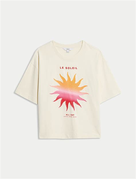 Buy Pure Cotton Embellished T-Shirt at Marks & Spencer