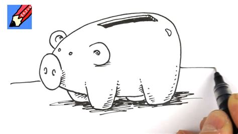 How to draw a Piggy Bank - YouTube