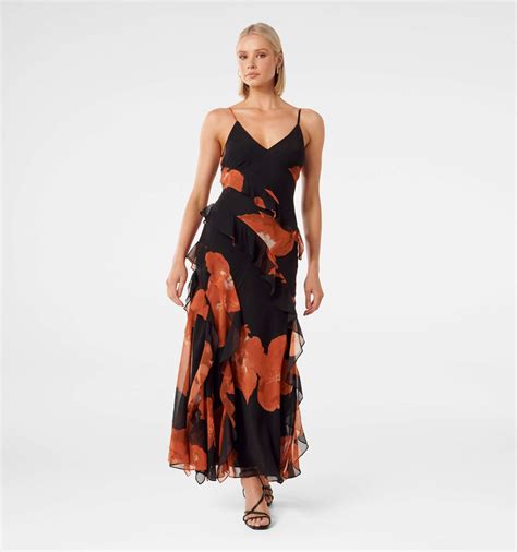 Buy Red Amery Floral Poppy Ruffle Gown Online