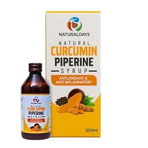 NATURALDAYS Natural Curcumin Piperine Syrup | 200ml | Antioxidant ...