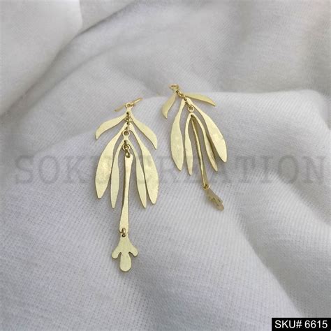 Gold plated Leaves Unique Design of Drop and Dangle Earring SKU6615 ...