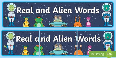 Phonics Screening Check Real and Alien Words Display Banner